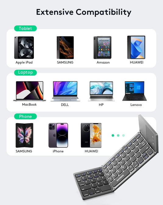 Foldable Bluetooth Keyboard with Touchpad Portable Wireless Keyboard , Rechargeable Full Size Ultra Slim Pocket Folding Keyboard for Android Windows iOS Tablet And Mobile Phone