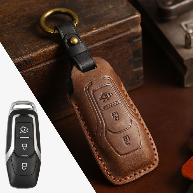 Load image into Gallery viewer, Ford Handcrafted Genuine Leather Car Key Protective Case For Edge, Mondeo, Ka, Fiesta, Focus, Galaxy, Mustang, Kuga
