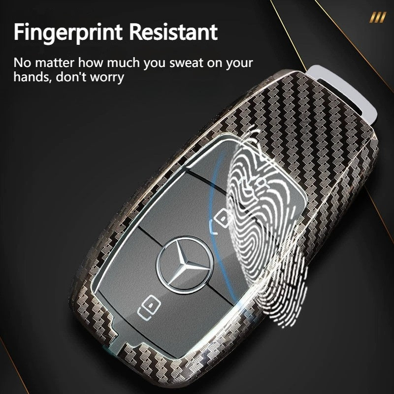 Load image into Gallery viewer, Mercedes Benz Carbon Fiber Metal Protective Car Key Fob Case Cover For Benz A, B, C, E, GLC, GLE - i-Station Mobile Phone &amp; Electronic Device Repair and Accessories

