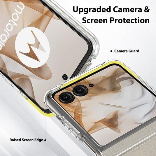 Motorola Moto Razr 2024 - AirPillow Cushion Transparent Soft Clear TPU Case With 2PC 9H Tempered Glass Screen Protector