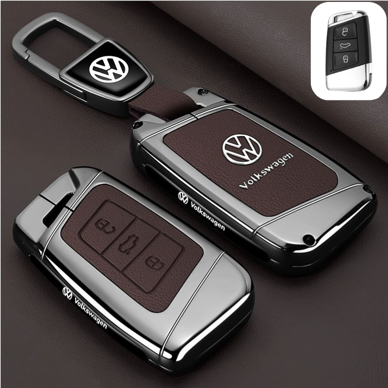 Load image into Gallery viewer, Volkswagen Premium Leather Protection Car Key Fob Case Cover For Lavida, Polo, Lamando L, Passat, ID.3, T-Cross, ID.4 X, Tiguan X
