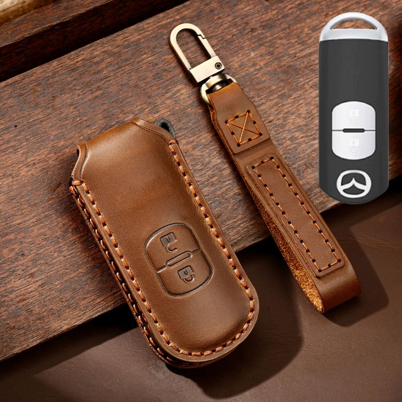 Load image into Gallery viewer, Mazda Handcrafted Genuine Leather Folding Key Protective Case For CX-5, CX-4, CX-3
