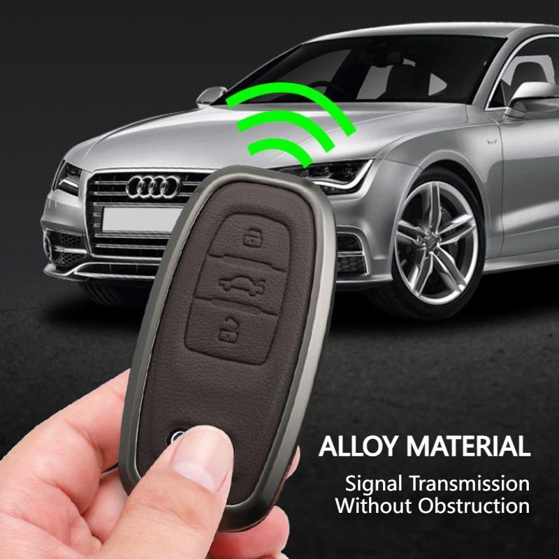 Load image into Gallery viewer, Audi Zinc Alloy + Leather Car Key Fob Case Cover For A4, A5, A6,A7, Q5, Q7, Q8 - i-Station Mobile Phone &amp; Electronic Device Repair and Accessories
