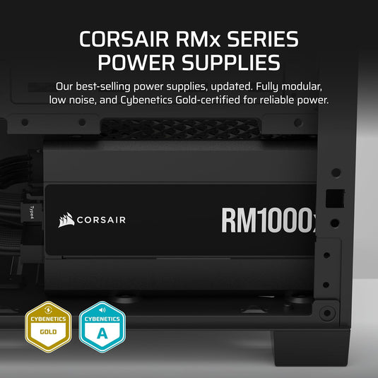 CORSAIR RM1000X 1000W Fully Modular Low-Noise ATX Power Supply – ATX 3.1 Compliant – PCIe 5.1 Support – Cybenetics Gold Efficiency – Native 12V-2x6 Connector – Black