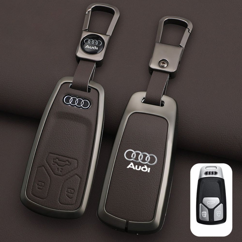 Load image into Gallery viewer, Audi Zinc Alloy + Leather Car Key Case For A4, A5, A6,A8, Q2, Q5, Q7
