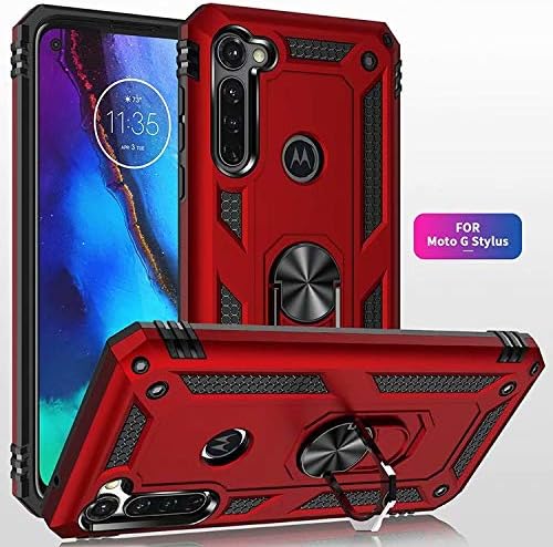 [Magnetic Ring Kickstand] Motorola Moto G Stylus - Shield Shockproof Rugged Heavy Duty Case With 2PC Tempered Glass Screen Protector