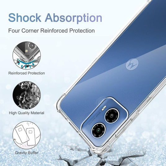 Motorola Moto G45 - AirPillow Cushion Transparent Soft Clear TPU Four Corners Protective Case With 2PC 9H Tempered Glass Screen Protector