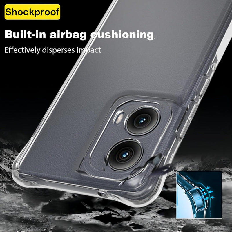 Load image into Gallery viewer, Motorola Moto Edge 2024 - AirPillow Cushion Transparent Soft Clear TPU Four Corners Protective Case With 2PC 9H Tempered Glass Screen Protector
