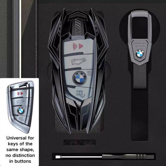 BMW Mecha Style Zinc Alloy Key Case For 1, 3, 5, 7 Series,X1, X3, X5, X6, X7