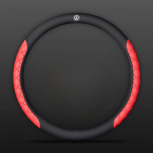 Volkswagen PU Leather Steering Wheel Cover with Heat-Pressed Embossed Texture For Volkswagen Magotan, Passat, ID.4, Lavida, Golf, CC, Teramont, Tiguan L