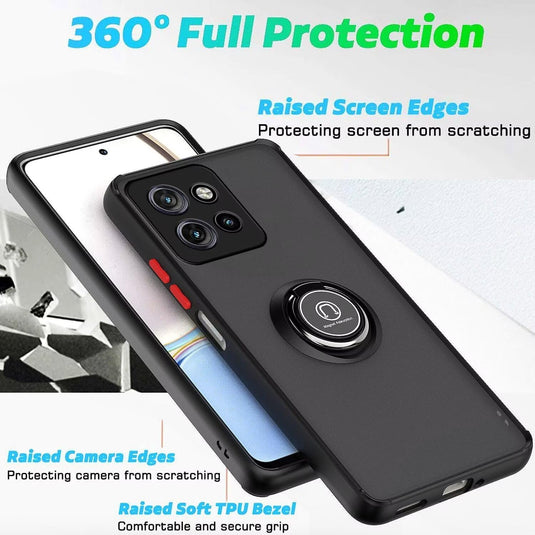 [Built-in Ring Kickstand] Motorola Moto Edge 50 Neo/S50/ThinkPhone 25 - Shockproof Heavy Duty Case With 2PC Tempered Glass Screen Protector