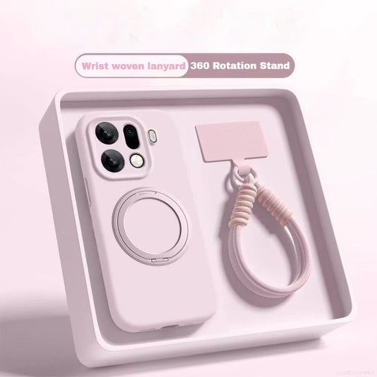 OPPO Find X10/Pro Max/X10 E - 360° Rotatable Stand Liquid Silicone Case with Braided Lanyard - i-Station Mobile Phone & Electronic Device Repair and Accessories
