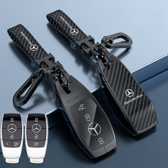 Mercedes Benz Zinc Alloy + Carbon Fiber Texture Car Key Case For Benz A, B, C, E, S, G-Class, GLA, GLB, GLC, GLE, GLS, CLA, CLS, EQC