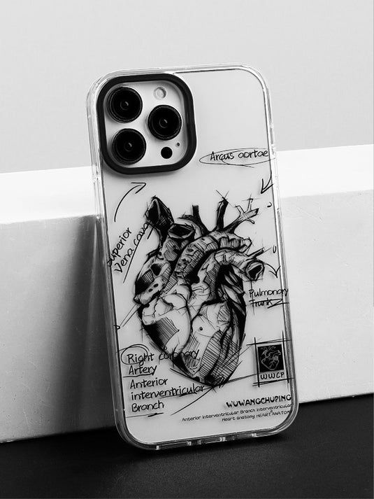 Apple iPhone 14/Pro/Pro Max heart diagram design style phone case Shockproof Fashion Series Case