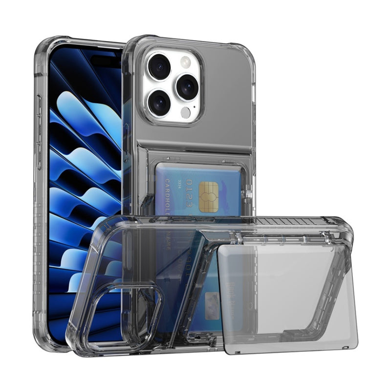 Load image into Gallery viewer, [With Card Slot] Apple iPhone 15/Plus/Pro/Max - Transparent Foldable Wallet Stand Shockproof Phone Case
