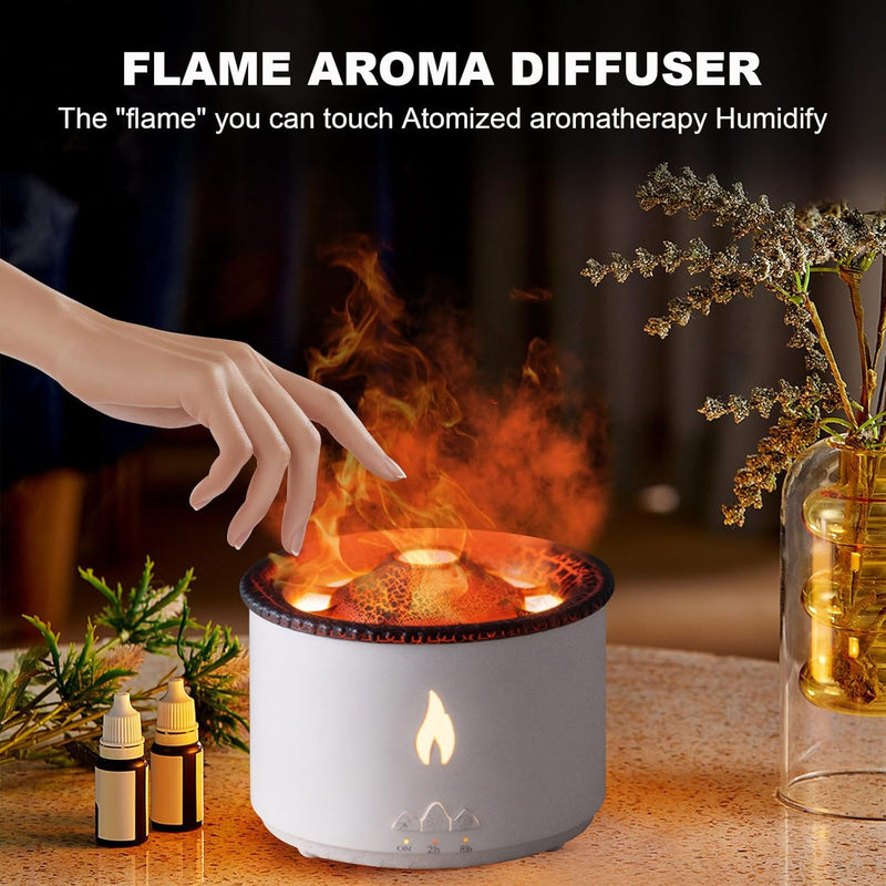 Load image into Gallery viewer, Volcano Humidifier Flame Aroma Diffuser Ultrasonic Essential Oil Scent Diffuser 300ml Large Capacity 2-in-1 Essential Oil Diffuser with Function Timer for Bedroom Home Office (Double Color Flame)
