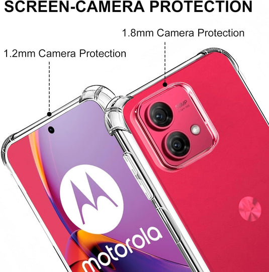 Motorola Moto G84 5G - AirPillow Cushion Transparent Soft Clear TPU Four Corners Protective Case With 2PC 9H Tempered Glass Sreen Protector