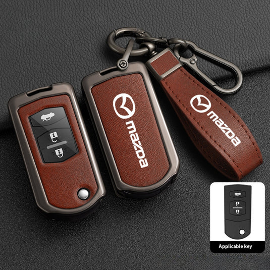 Mazda Zinc Alloy Leather Folding Key Case For Mazda 2, 3, 5, 6, CX-5, CX-7, CX-9, RX-8, MX-5