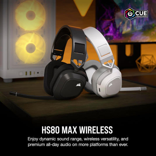 Corsair HS80 MAX Wireless Multiplatform Gaming Headset With Bluetooth - Dolby Atmos - Omnidirectional Microphone - iCUE Compatible - PC, Mac, PS5, PS4, Switch, Mobile