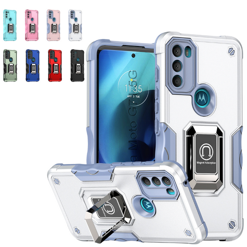 [Built-in Ring Bracket] Motorola Moto Edge 20 Lite/Pro Hybrid Soft Silicone Hard PC Shockproof Protection Heavy Duty Series Case