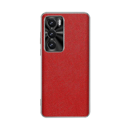 OPPO Reno12/Pro - Silver Edge Cross Texture PU Leather Phone Case