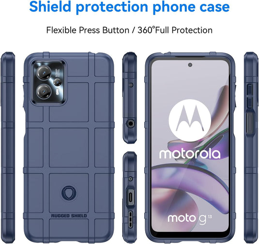 Motorola Moto G23 - Shield Shockproof Rugged Heavy Duty Case With 2PC Tempered Glass Screen Protector