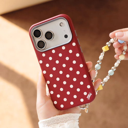 [Built-in Lint] Apple iPhone 17/Pro/Pro Max - Polka Dot PU Leather Full-Cover Shockproof Case