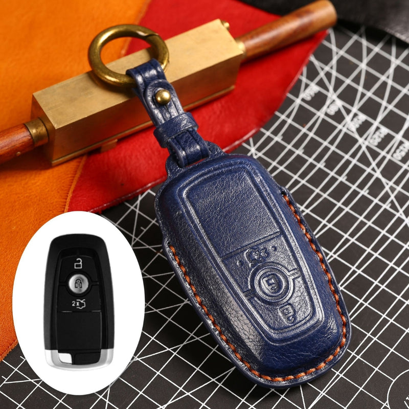 Load image into Gallery viewer, Ford Handcrafted Genuine Leather Folding Key Protective Case For Raptor F-150, Focus, Escort, Mondeo, Edge, Explorer, Mustang
