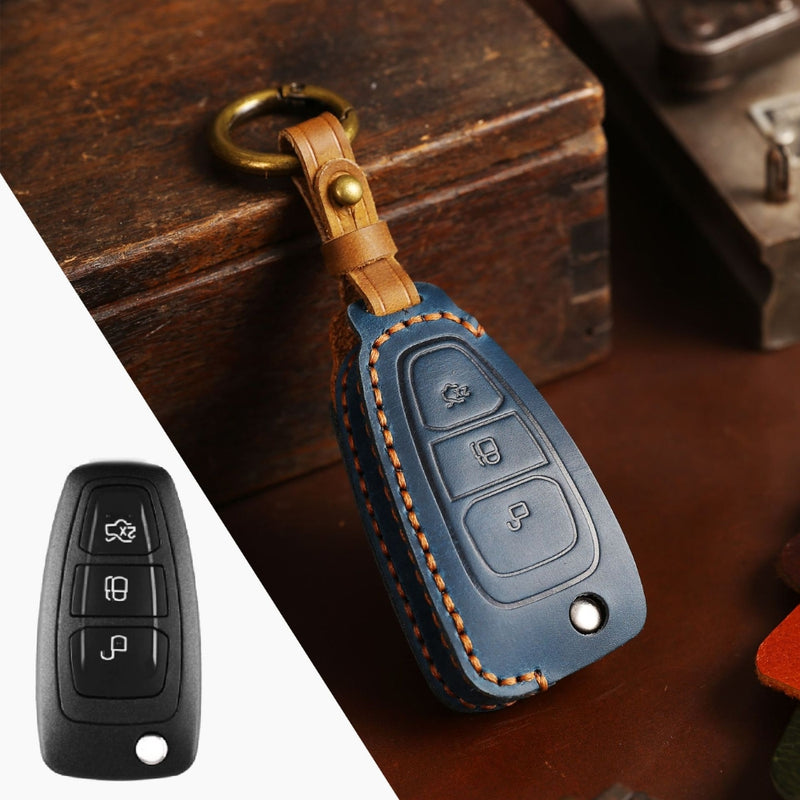 Load image into Gallery viewer, Ford Handcrafted Genuine Leather Car Key Protective Case For Kuga, Edge, Ranger, Mondeo, Focus
