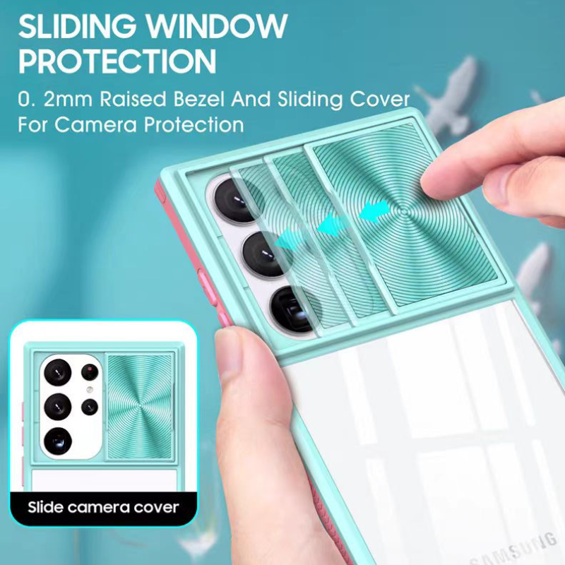 [With Slide Len Cover] Samsung Galaxy S24 SM-S921/Plus SM-S926/Ultra SM-S928 Transparent Shockproof Phone Essentials Series Case - i-Station Mobile Phone & Electronic Device Repair and Accessories
