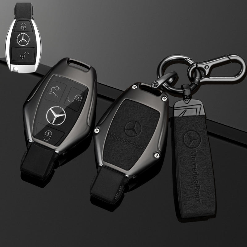 Load image into Gallery viewer, Mercedes Benz Alloy + Leather Protection Car Key Case For Benz A, B, C, E, S, G-Class, GLA, GLB, GLC, GLE, GLS, CLA, CLS, EQC
