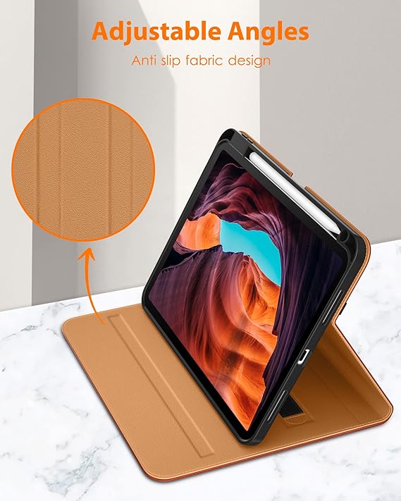 Load image into Gallery viewer, Apple iPad 10th 10.9&quot; 2022 - Premium Leather Business Folio Stand Cover With Pencil Holder - Auto Wake/Sleep And Multiple Viewing Angles Leather Case
