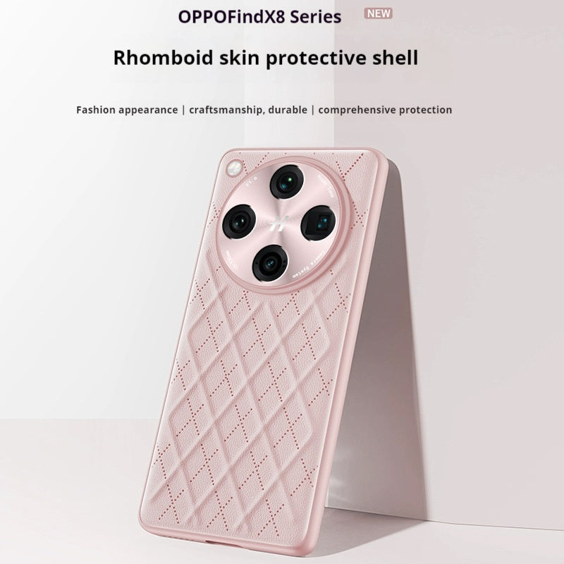 Load image into Gallery viewer, OPPO Find X8/Pro Diamond Pattern Plain Leather Shockproof Essentials Series Case
