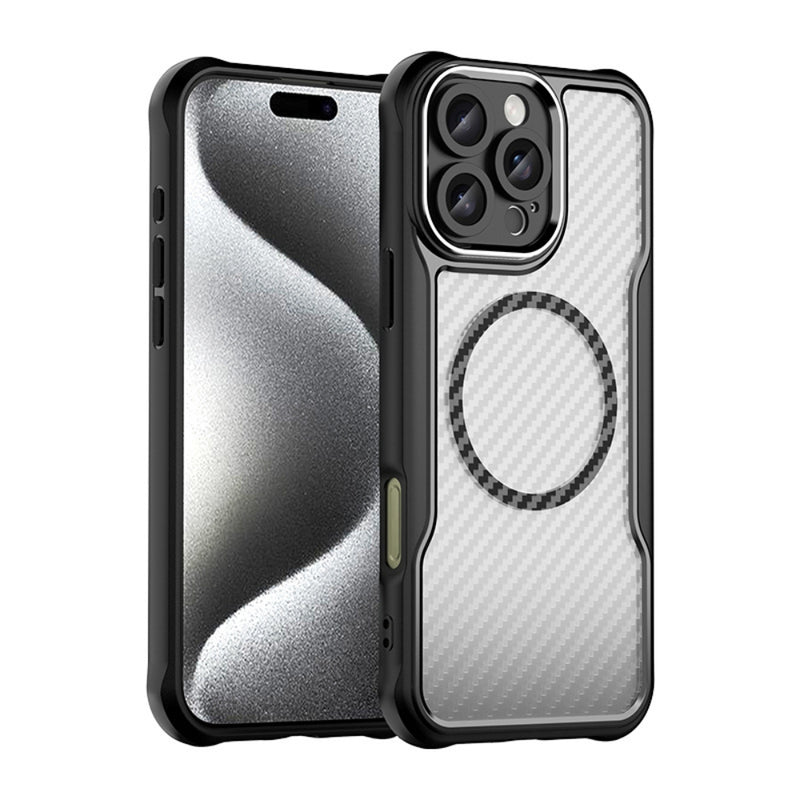 Load image into Gallery viewer, [Magsafe Compatible] Apple iPhone 16/Plus/Pro/Max/e - Carbon Fiber Texture MagSafe Translucent Phone Case
