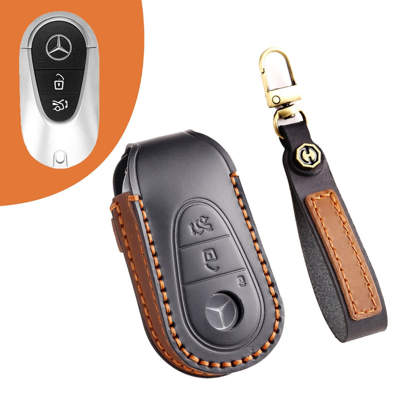 Load image into Gallery viewer, Mercedes Benz Handcrafted Genuine Leather Car Key Protective Case For Benz S-Class
