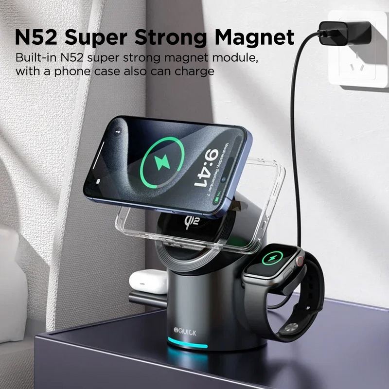 Load image into Gallery viewer, iQuick Satellite CBT-10Q 3 in 1 Foldable Wireless Charger Stand
