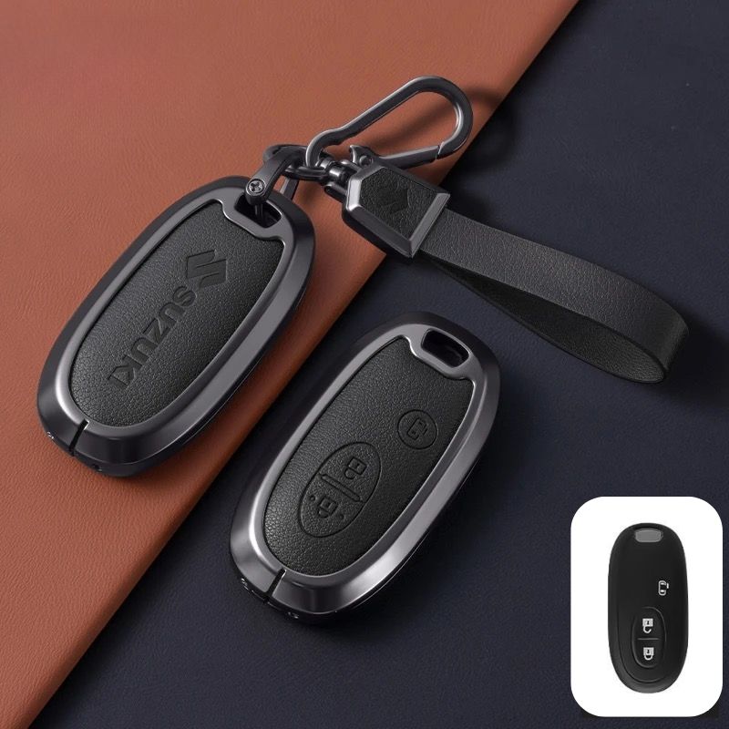 Load image into Gallery viewer, Suzuki Zinc Alloy Geuine Leather Car Key Fob Case Cover For Swift, Vitara, Baleno, Ciaz, SX4,  S-Cross, Jimny, Baleno, Ertiga
