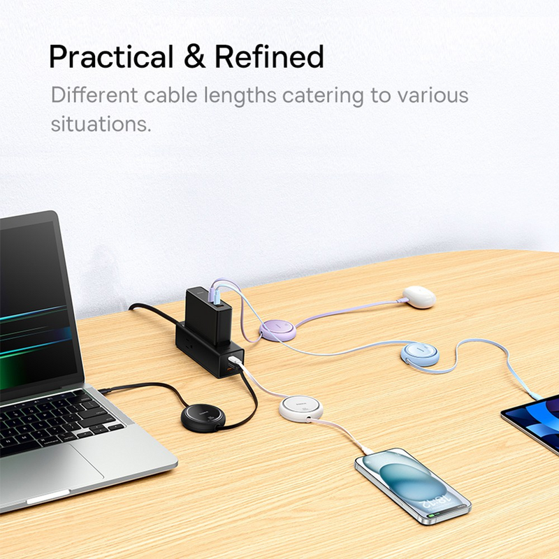 Load image into Gallery viewer, Baseus Free2Draw Mini Retractable Charging Cable Type-C to Type-C 100W 1m Compatible for iPhone 15 16 Series
