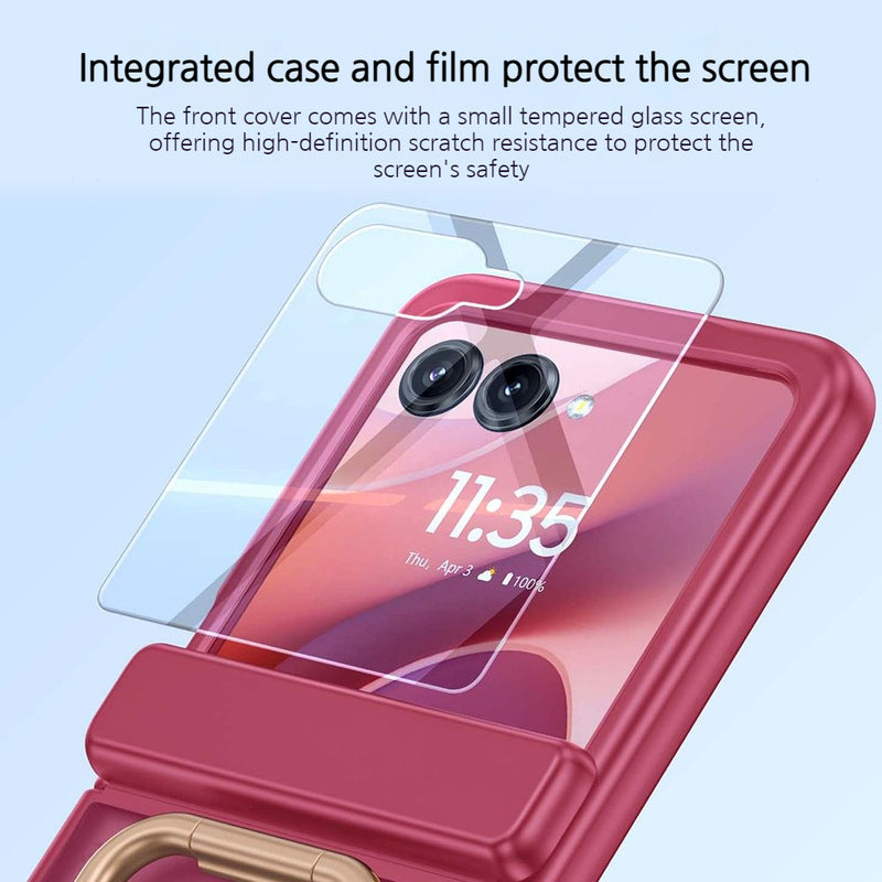 Load image into Gallery viewer, [Built-in Ring Stand] Motorola Moto Razr 60 / 60 Ultra All-in-One Magnetic Hinge Case with Screen Protector
