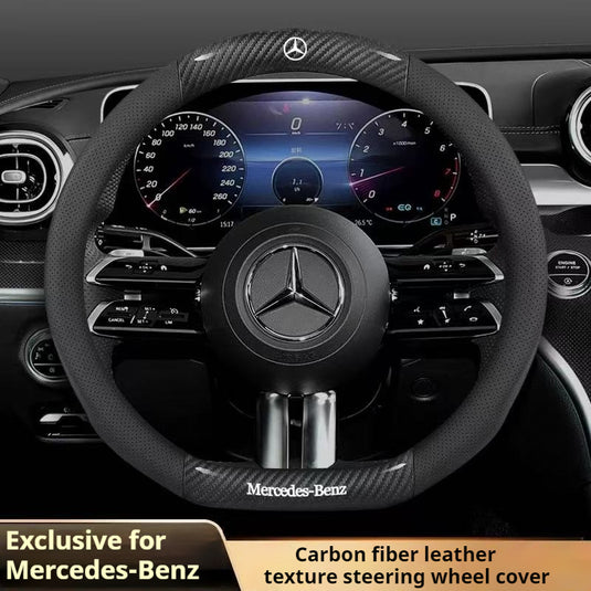 Mercedes-Benz Suede Carbon Fiber Car Steering Wheel Covers For C260L, C200L, GLC, GLA,  E300L, A180, GLB220, CLA