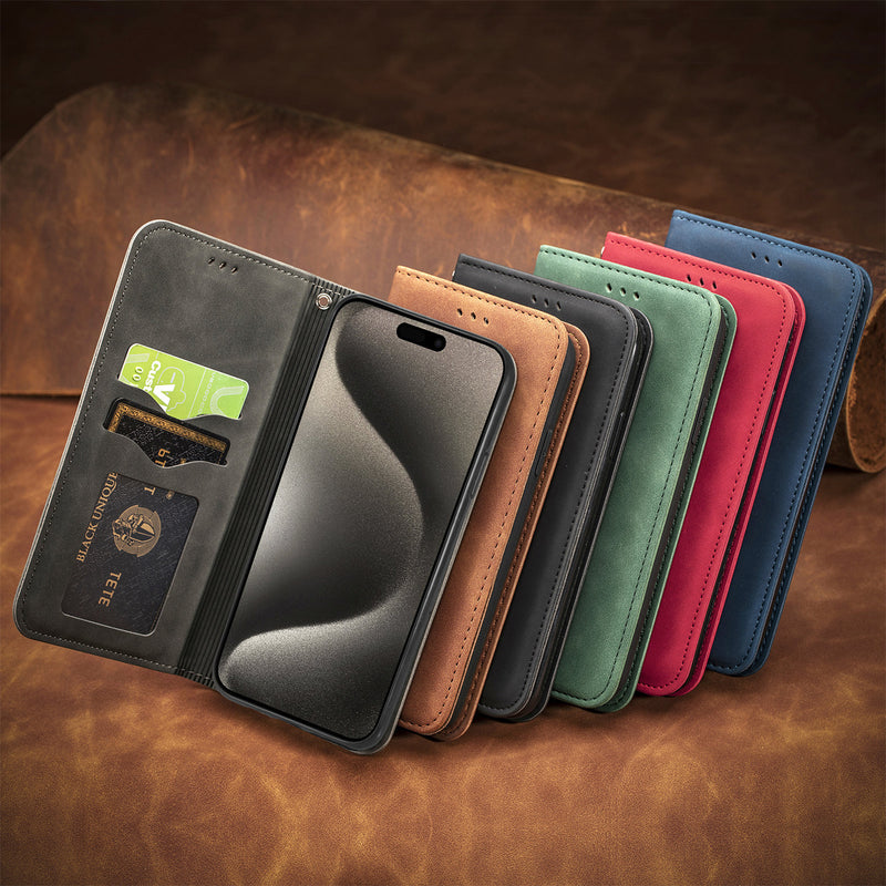 Load image into Gallery viewer, [With Card Slot] Apple iPhone 11/Pro/Pro Max Minimalist Flip Full-cover Protective Genuine Leather Series Case
