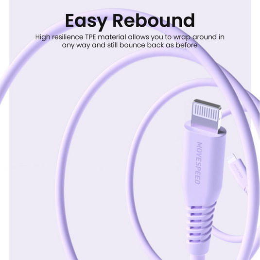 MOVE SPEED 20V/3A USB-C to Lightning Colorful Charging Cable 1.2m (YSUCM04-CL12)