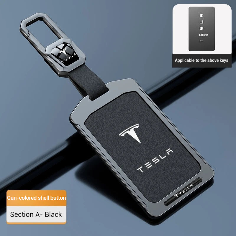 Load image into Gallery viewer, Tesla Alloy-Framed Leather Card Key Case for Model 3 &amp; Model Y - i-Station Mobile Phone &amp; Electronic Device Repair and Accessories
