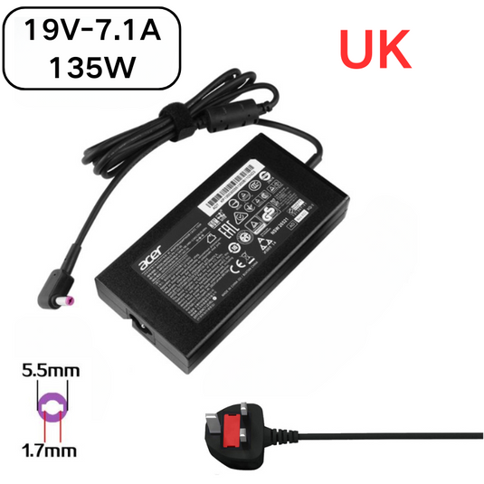 [19V-7.1A/135W][5.5x1.7] Acer Nitro 5 AN515-51 N19C5 & Aspire VN7-591 AC Power Supply Adapter Charger