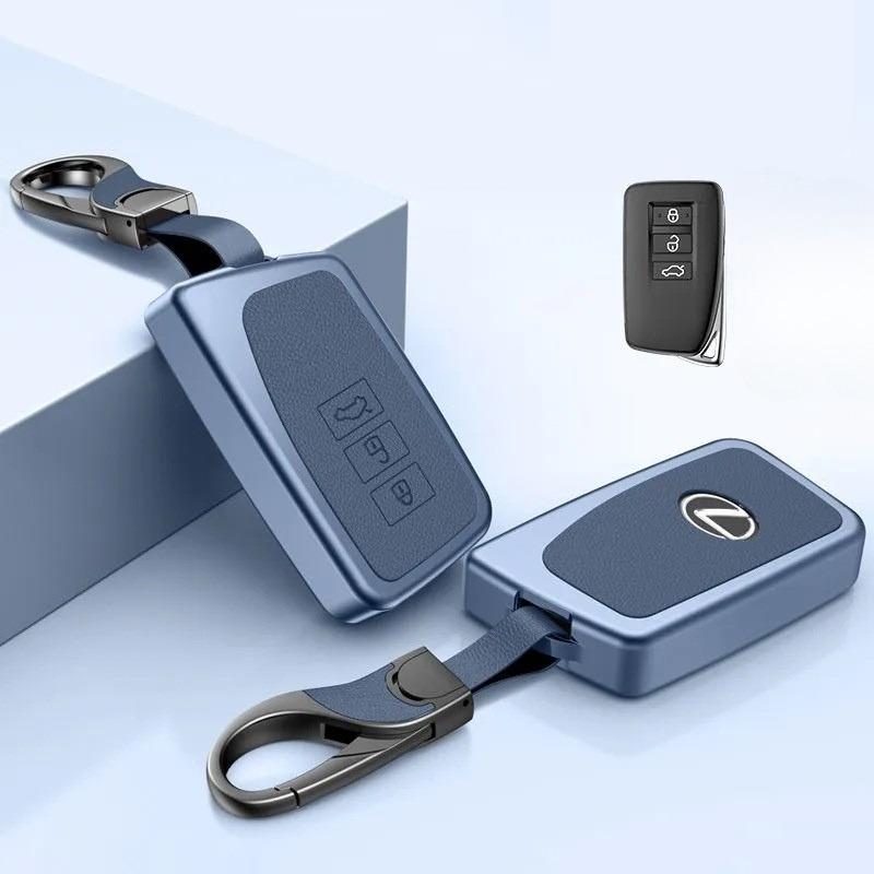 Load image into Gallery viewer, Lexus Aluminum Alloy Leather Car Key Fob Case Cover For ES200, ES300,  RX300, 350h, NX200, LX570
