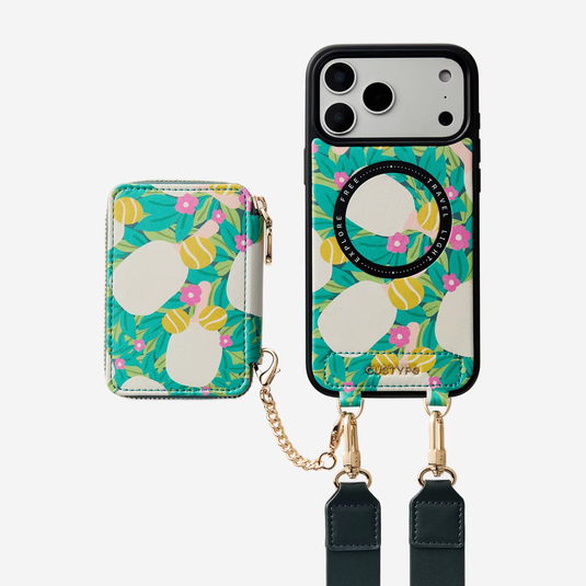 [With Card Slot] Apple iPhone 15/Plus/Pro/Pro Max - Custype Floral Protective Wallet Case with Chain - i-Station Mobile Phone & Electronic Device Repair and Accessories