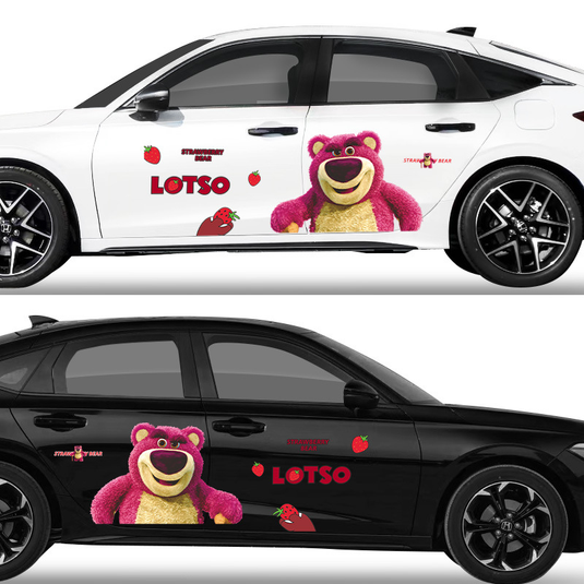 Cute Strawberry Bear Car Body Sticker – Self-Adhesive Kawaii Lotso PVC Soft Film For Car Decoration - i-Station Mobile Phone & Electronic Device Repair and Accessories