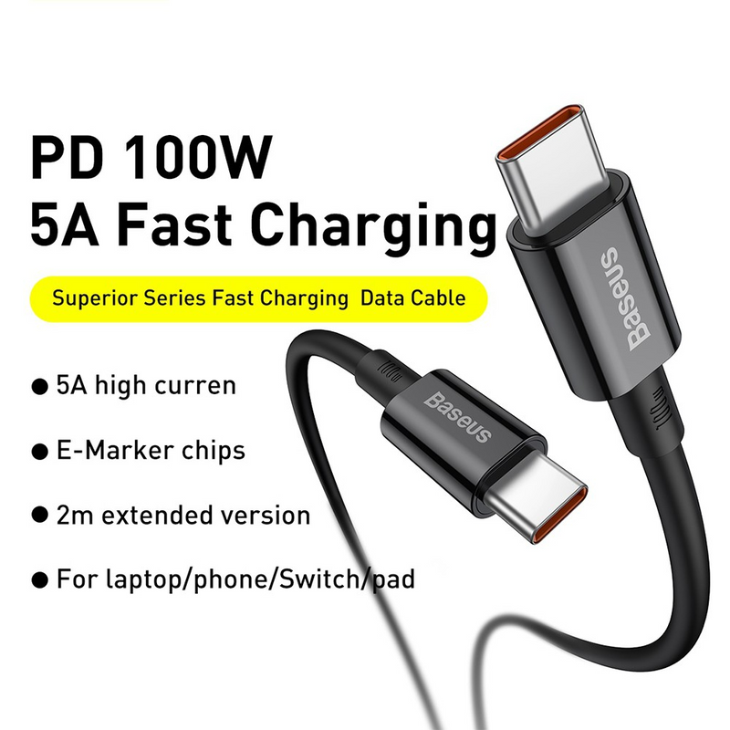 Load image into Gallery viewer, Baseus Superior Series Fast Charging Data Cable Type-C to Type-C 100W 2M Compatible for iPhone 15 16 Series - i-Station Mobile Phone &amp; Electronic Device Repair and Accessories
