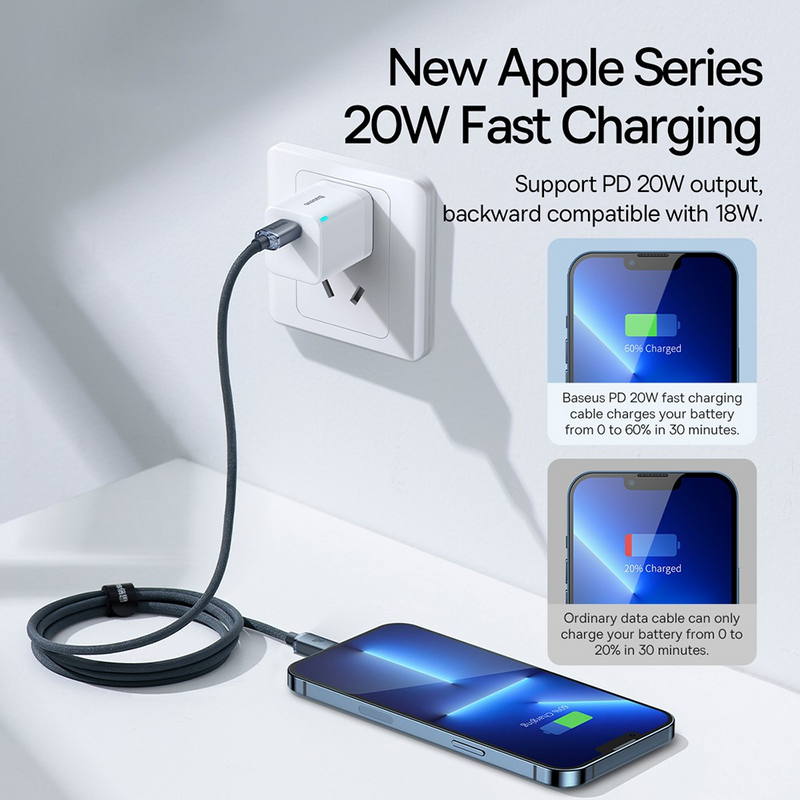 Load image into Gallery viewer, CW-FXP Baseus Crystal Shine Series Fast Charging Data Cable Type-C to iP 20W 2m-Black
