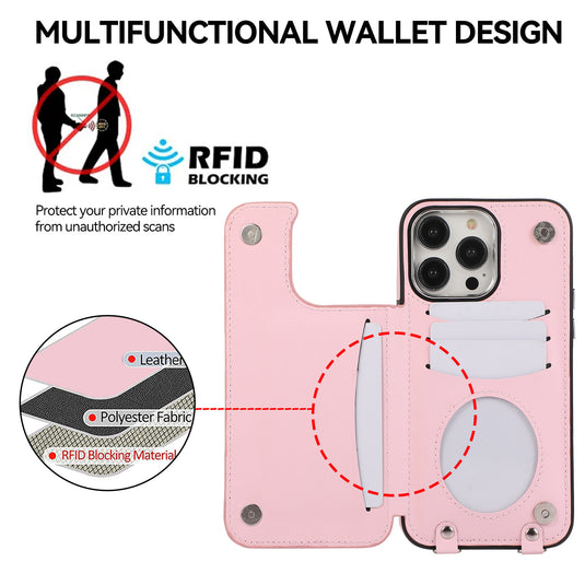 [Built-in Ring Bracket][With Card Slot] Apple iPhone 13/Pro/Pro Max High-End Leather Full Coverage Shockproof Wallet Series Case